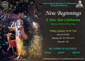 New Beginnings – New Year Celebration (Kirtan, Games, Quizzes, Vegetarian Dinner Feast) @4:00pm