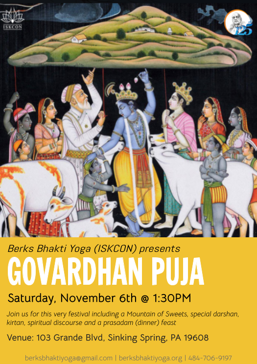 Upcoming Festival: Govardhan Puja 2021 | Saturday, November 6th, 2021 @1:30pm